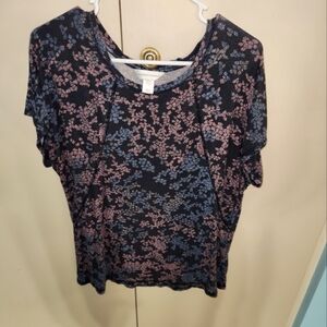 Christopher and Banks Tshirt. XL. Black with pink and blue block